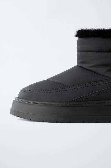 QUILTED FAUX FUR ANKLE BOOTS - Black by Zara - Image 5