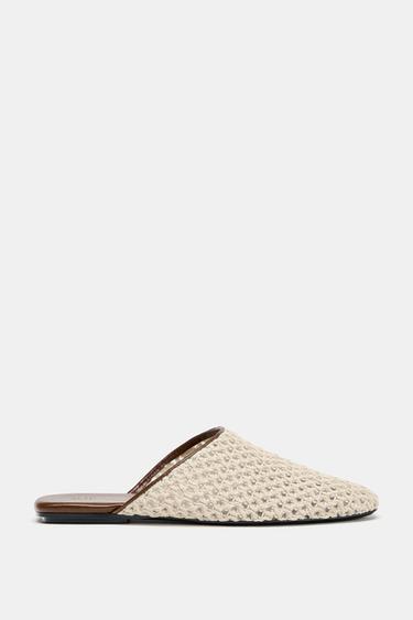 MULE مسطح نسيجي - أبيض صدفي by Zara