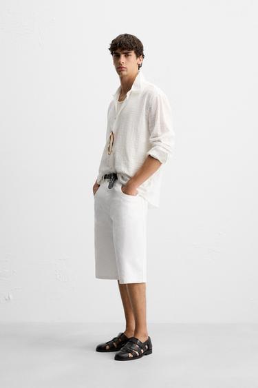 CHEMISE JACQUARD À CARREAUX - Blanc de Zara - Image 3