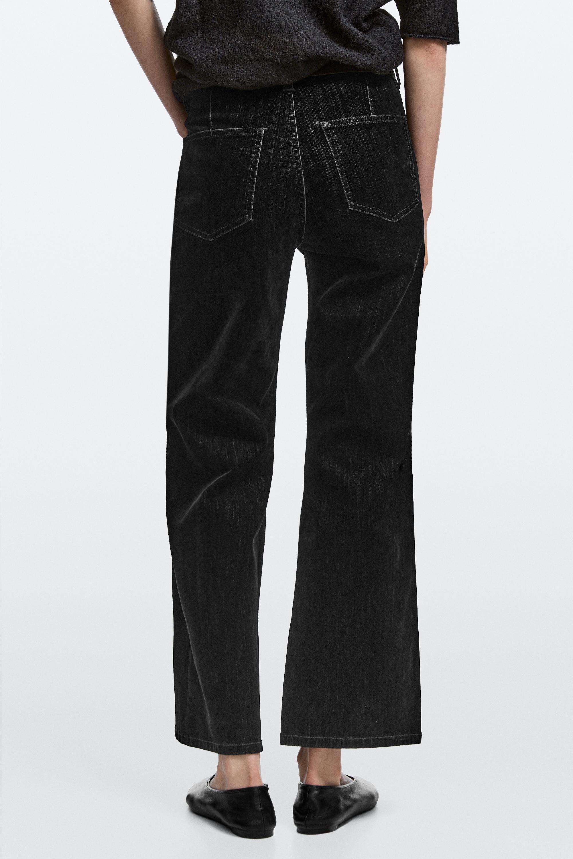Jean flare cropped taille moyenne floqué