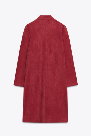 FAUX SUEDE FROCK COAT - Dark red by Zara - Image 7