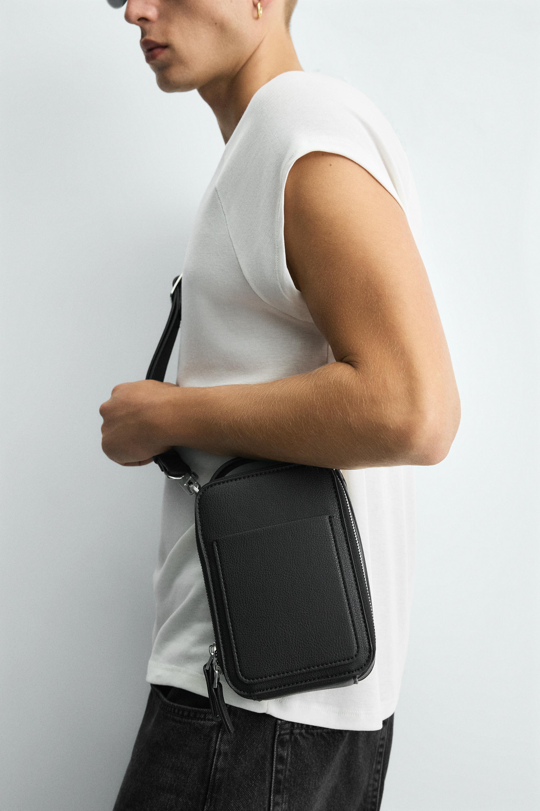 テクスチャード 縦型クロスボディバッグ - ブラック | ZARA