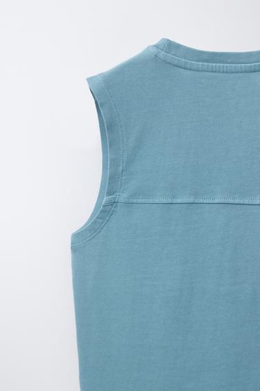 T-SHIRT SANS MANCHES UNI - Bleu délavé de Zara - Image 3