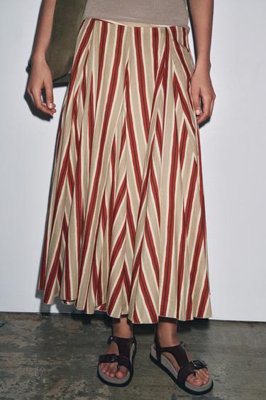 JUPE MIDI RAYURES ZW COLLECTION - rayures de Zara - Image 2