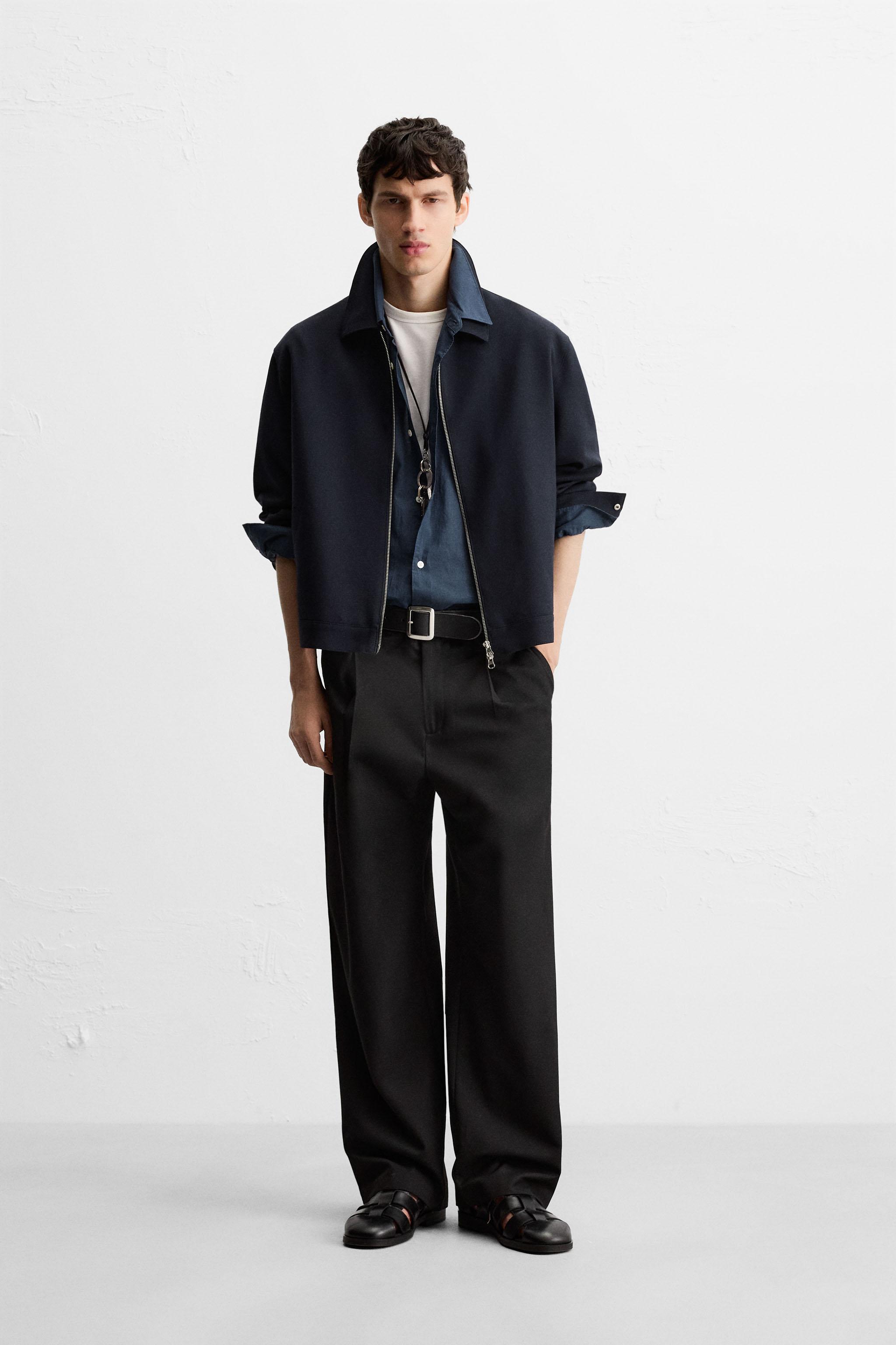 ★ZARA★ RELAXED FIT ZIP-UP OVERSHIRT ZIP-UP OVERSHIRT - Black | ZARA United States