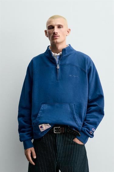 CHAMPION ® X ZARA QUARTER-ZIP SWEATSHIRT - Navy blue by Zara