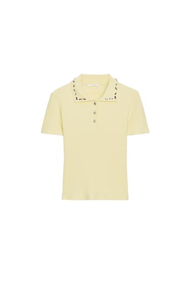 JEWEL COLLAR RIBBED POLO SHIRT