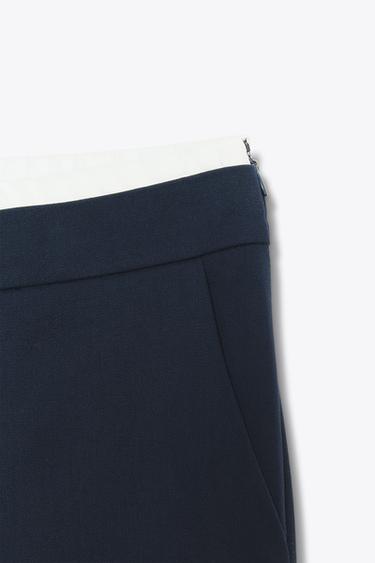 PANTALÓN RECTO CINTURA DOBLE - Marino de Zara