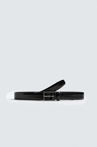 TOPSTITCHED LEATHER BELT - Black by Zara