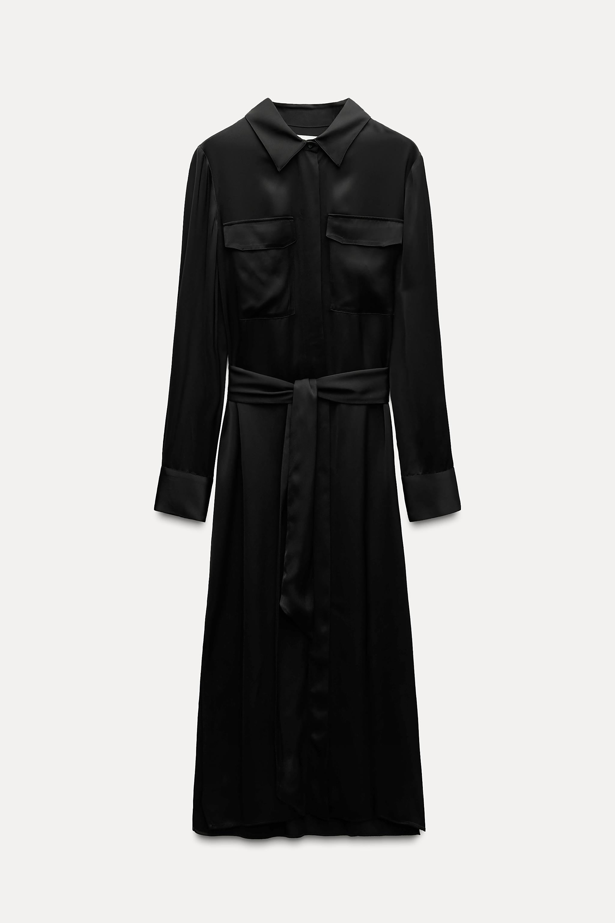 ROBE CHEMISE SATINEE ZW COLLECTION Noir ZARA France