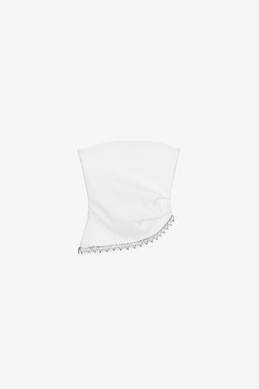JEWEL STRAPLESS TOP - Oyster-white by Zara - Image 6