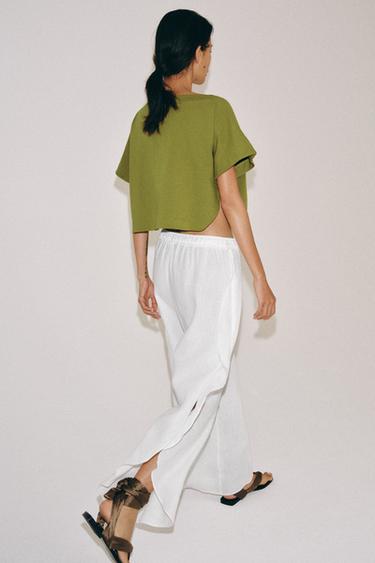 TOP COURT EFFET CAPE - Vert olive de Zara - Image 2