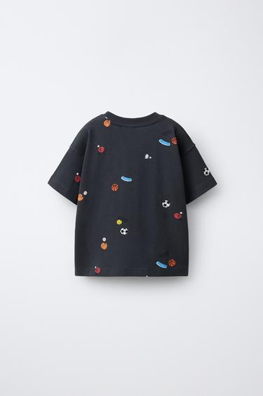 PRINTED T-SHIRT - Anthracite grey by Zara