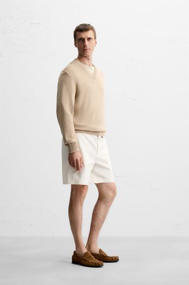 BERMUDA STRUCTURÉ CANVAS - Blanc cassé de Zara - Image 3