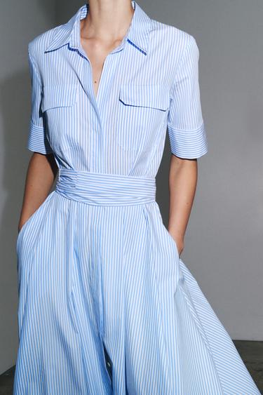 Zara ZW COLLECTION POPLIN SHIRT DRESS - striped