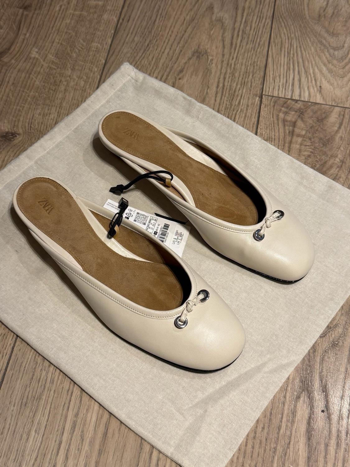 LEATHER WEDGE SLINGBACK BALLET FLATS - Image 3