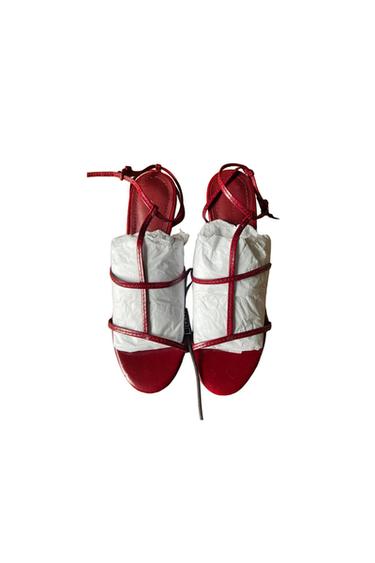 RED STRAPPY HIGH HEEL SANDALS