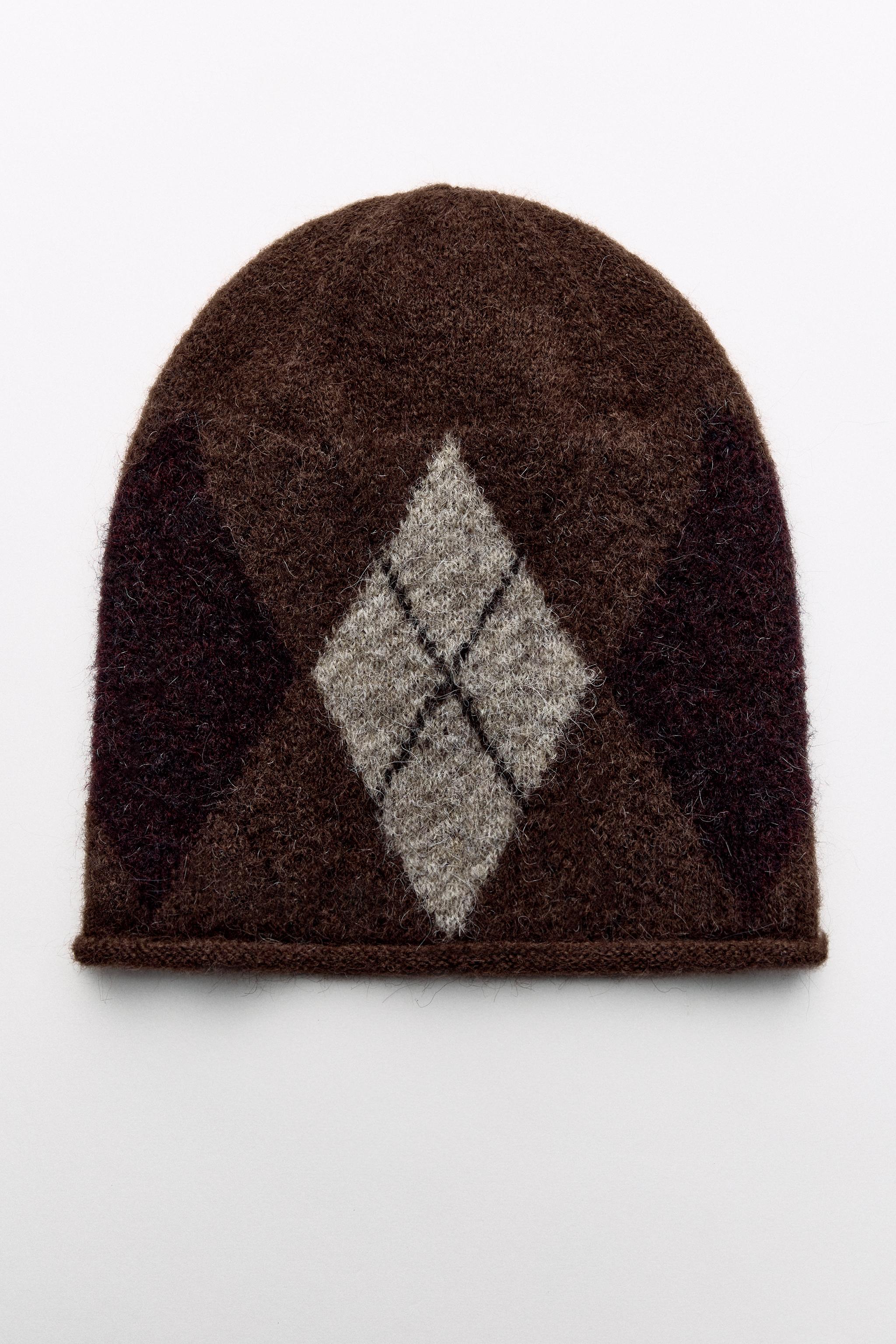 ARGYLE KNIT BEANIE - Brown | ZARA United States