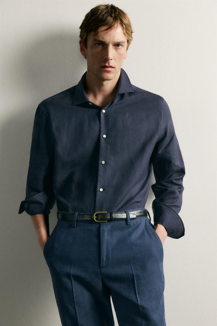 Camisa de corte regular de lino y lyocell 7