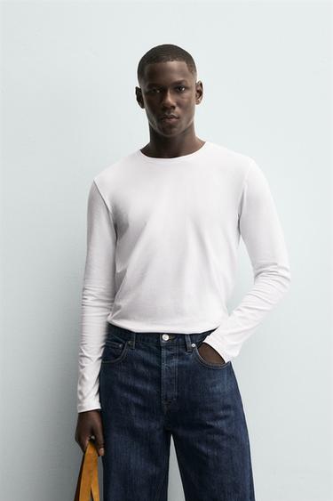 Zara BASIC SLIM FIT T-SHIRT - White