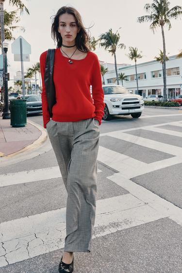 PANTALÓN ANCHO PATA DE GALLO - Negro / Crudo de Zara