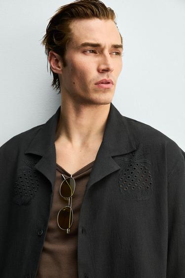 CUTWORK EMBROIDERED SHIRT - Black by Zara - Image 5