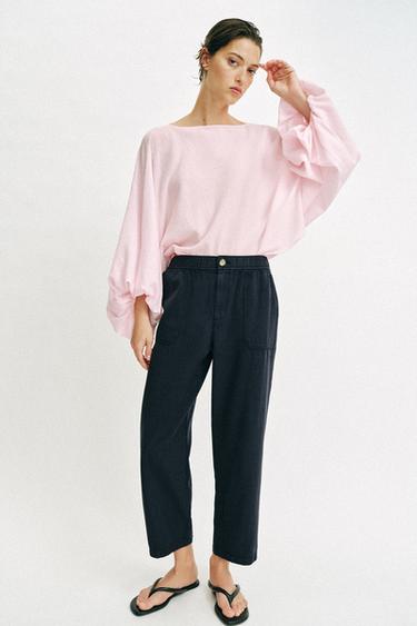 PANTALÓN CINTURA ELÁSTICA - Marino de Zara