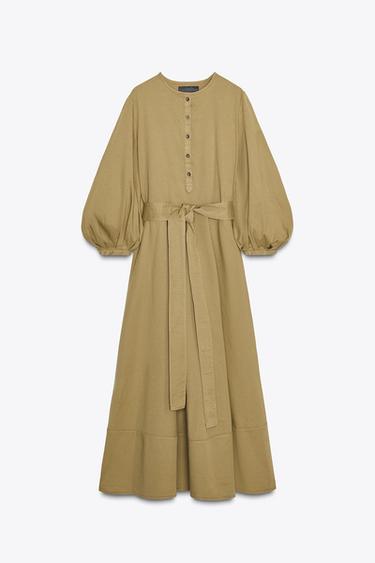 ZW COLLECTION BELTED SHIRT DRESS - Khaki by Zara - Image 6