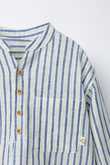 CHEMISE À RAYURES LIN ET COTON - Rayures de Zara - Image 2