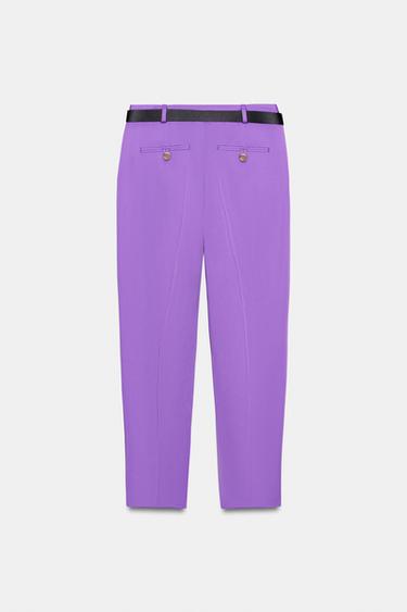 STRAIGHT TROUSERS WITH BELT - Purple by Zara - Image 7