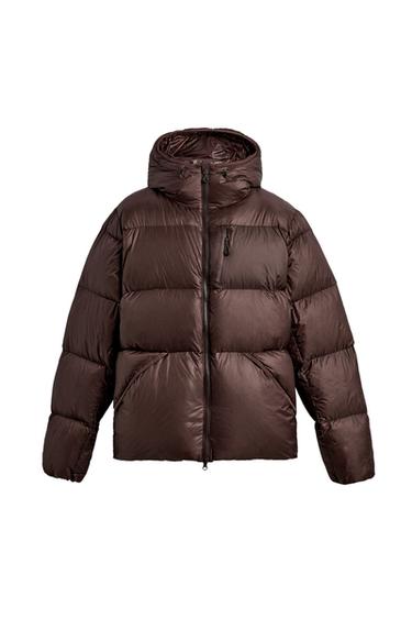 Zara 90% DOWN - 10% FEATHER SKI PUFFER JACKET - Burgundy
