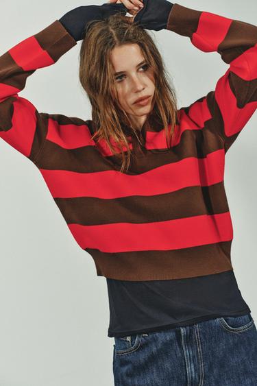 STRIPED KNIT POLO JUMPER - striped by Zara
