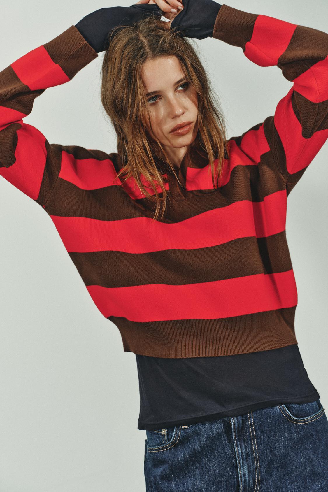 STRIPED KNIT POLO JUMPER