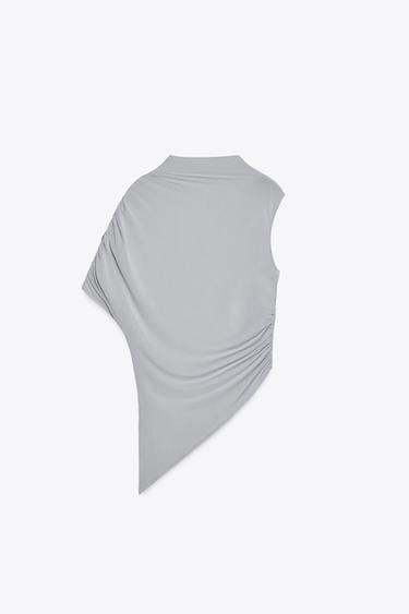 ASYMMETRIC TOP - Light grey by Zara