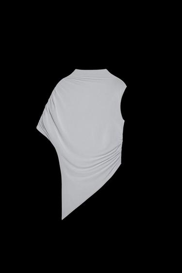 Zara ASYMMETRIC TOP - Light gray - Image 0