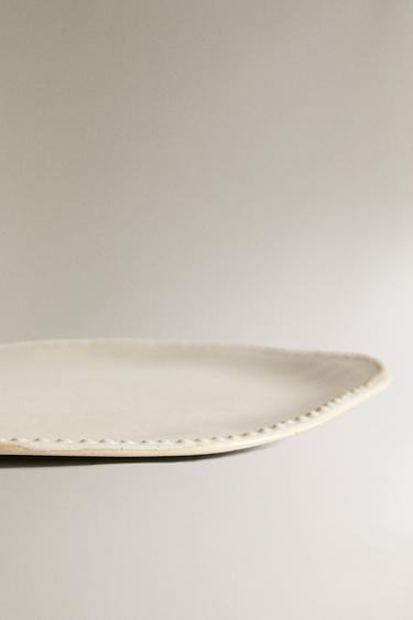 STONEWARE DESSERT PLATE WITH RAISED DESIGN - Cream by Zara - Image 3