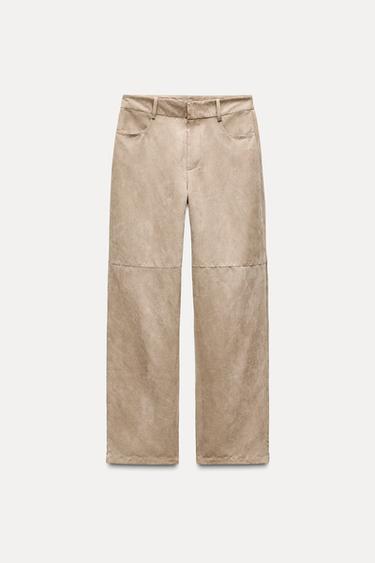 PANTALÓN RECTO EFECTO ANTE - Arena de Zara