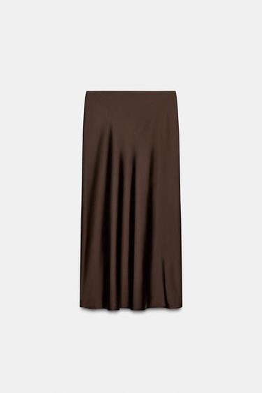 SATIN MIDI SKIRT - Chocolate by Zara - Image 6