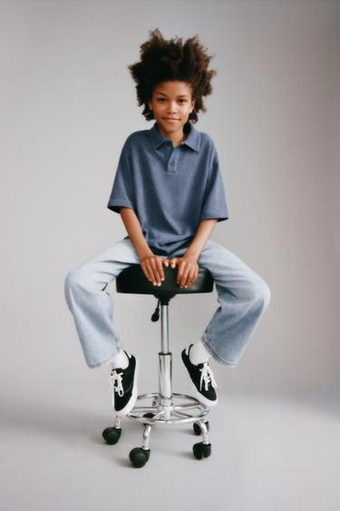 PLAIN KNITTED POLO SHIRT - Blue by Zara