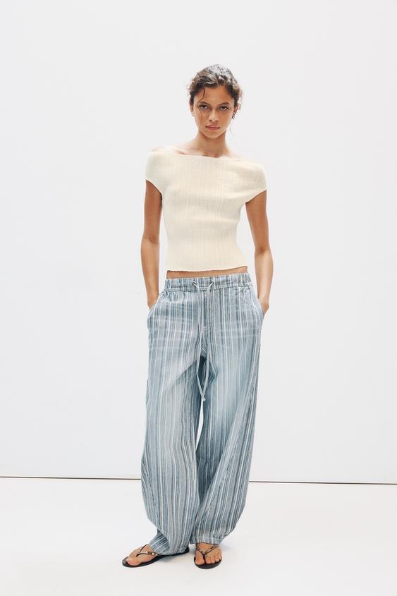 STRIPED JACKET AND TROUSER SET - Tan by Zara - Image 0