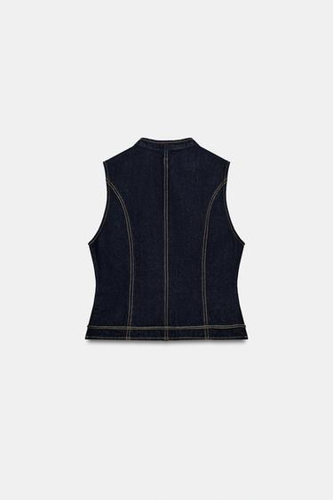 GILET EN JEAN AVEC BRANDENBOURGS ZW COLLECTION - Bleu de Zara - Image 10