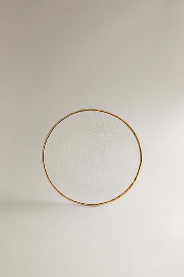 Zara RAISED GLASS SIDE PLATE WITH GOLD RIM - Transparent - Image 0