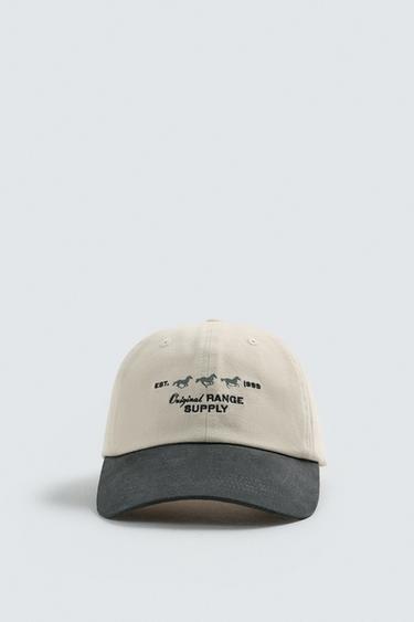 CONTRAST EMBROIDERED CAP - Ecru / Navy by Zara - Image 4