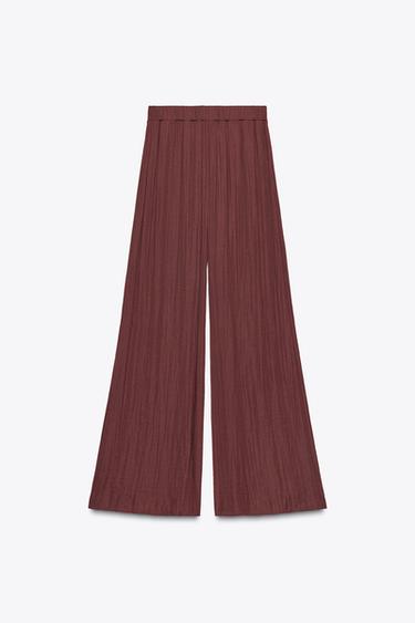 WIDE-LEG DARTED TROUSERS - Burgundy by Zara - Image 5