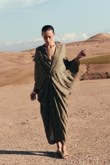 ZW COLLECTION DRAPED MIDI DRESS - Brown by Zara