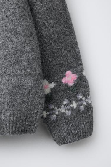 PULL EN MAILLE JACQUARD - Gris de Zara - Image 3