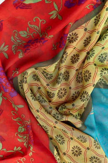 MODAL SILK PRINTED SCARF - Multicoloured by Zara - Image 2