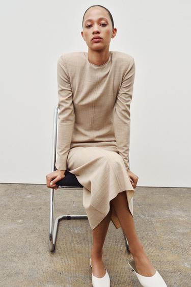 ZW COLLECTION WOOL TUBE DRESS - Beige by Zara