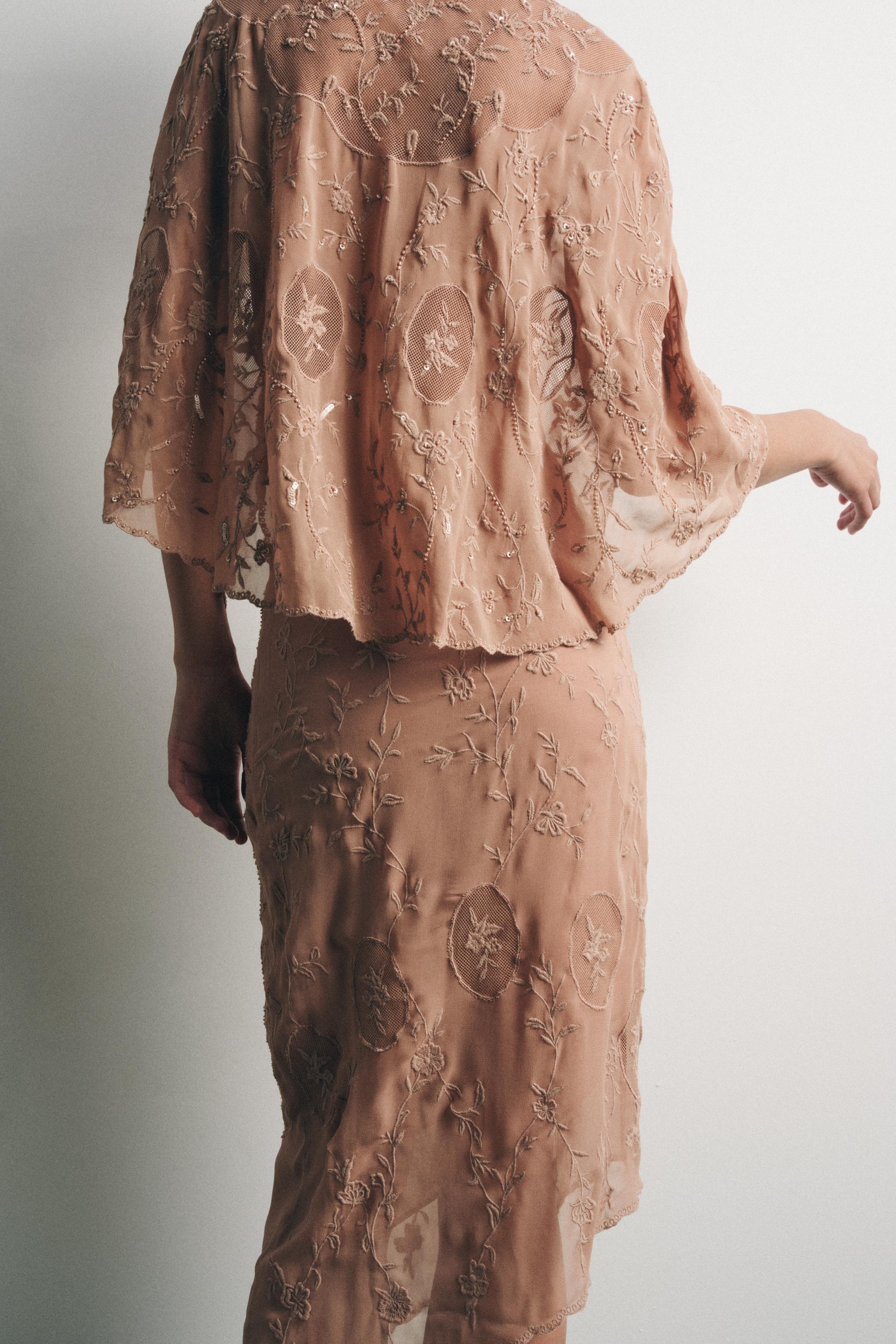 GEORGETTE EMBROIDERED BEADED SKIRT - Pink | ZARA United States