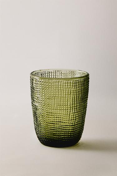 VASO VIDRIO RELIEVE - Verde de Zara